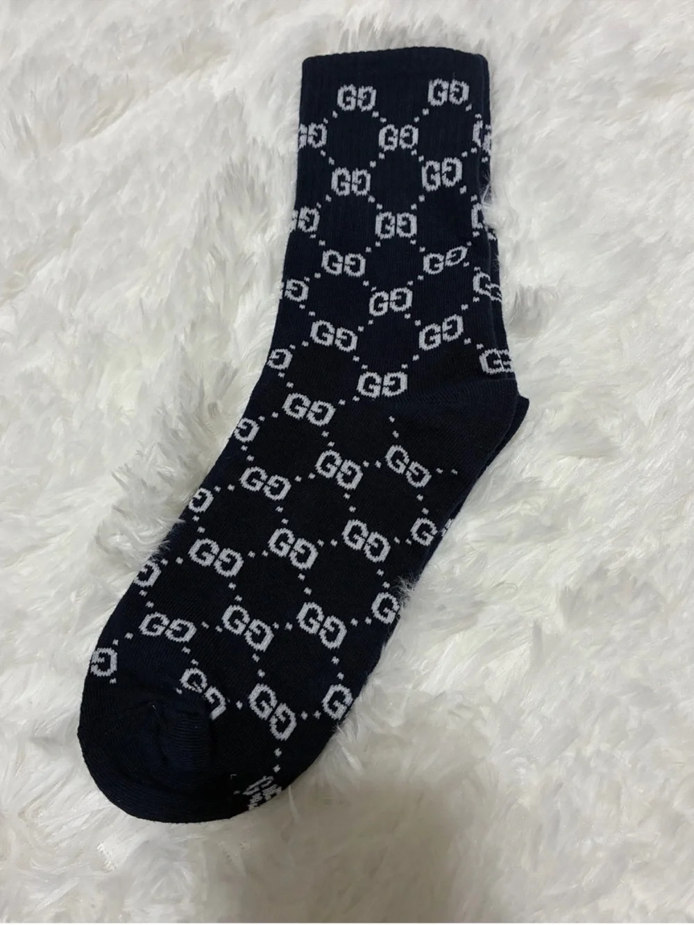 Gucci Blue GG Pattern Crew Socks